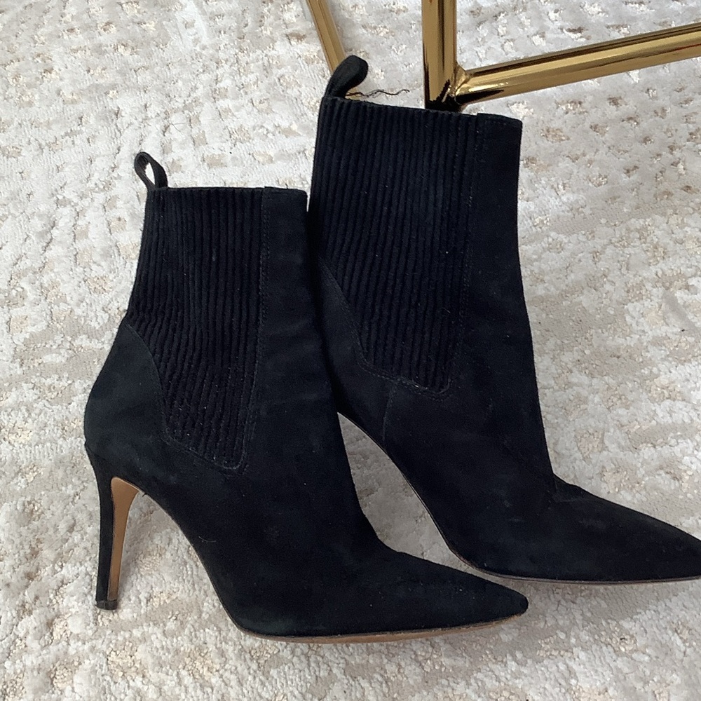 Via Spiga Black Suede Heeled Boots